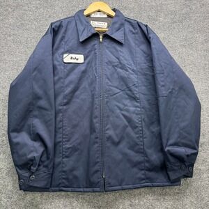 Aramark Work Jacket Men's Size 1XLR Blue Quilted Lined Flame Resistant Outerwear
